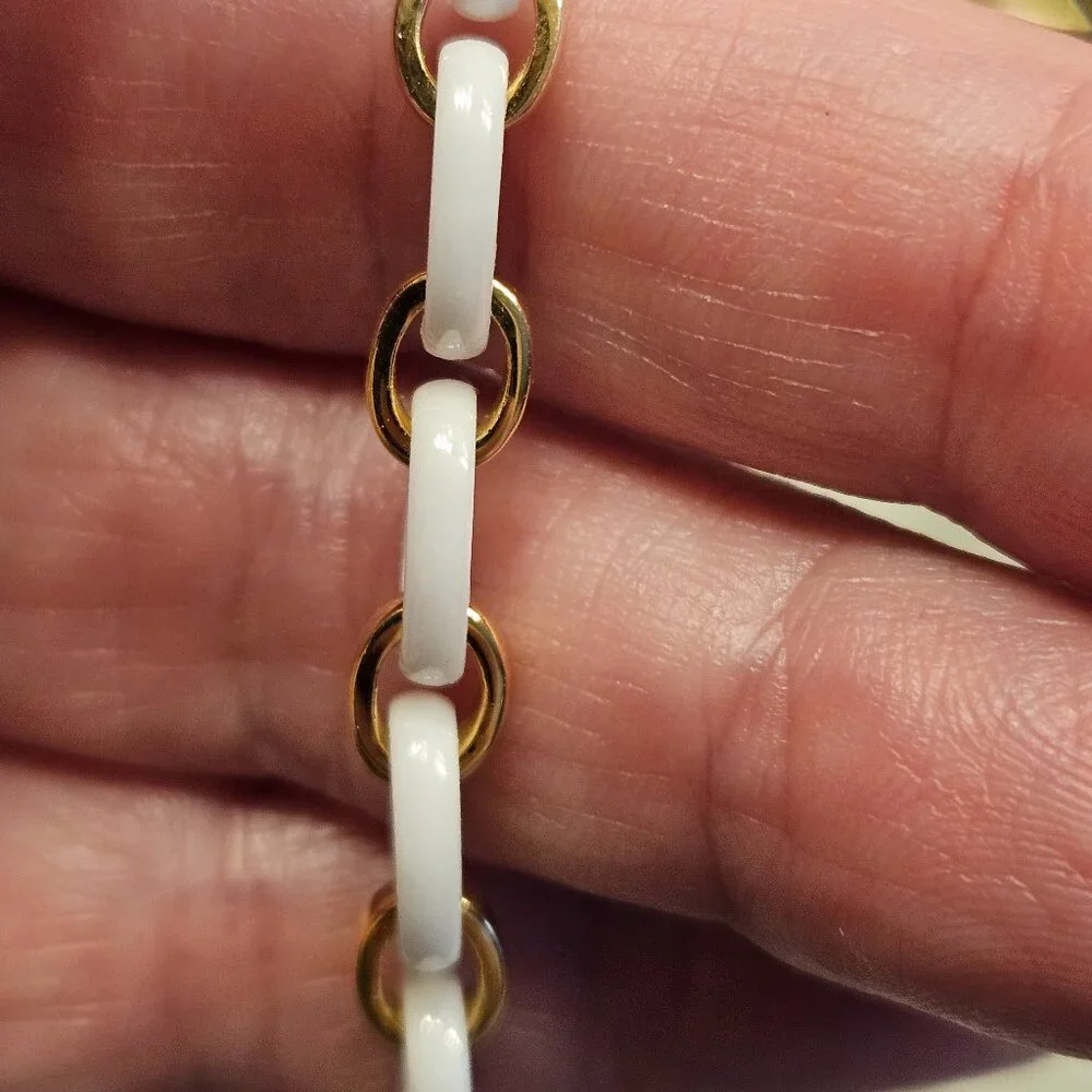 RARE MONICA RICH KOSANN AUDREY WHITE CERAMIC 18K GOLD 18